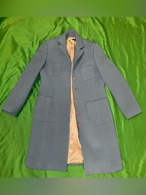 J. Crew Powder Blue Wool Blend Long Trench Coat size 8